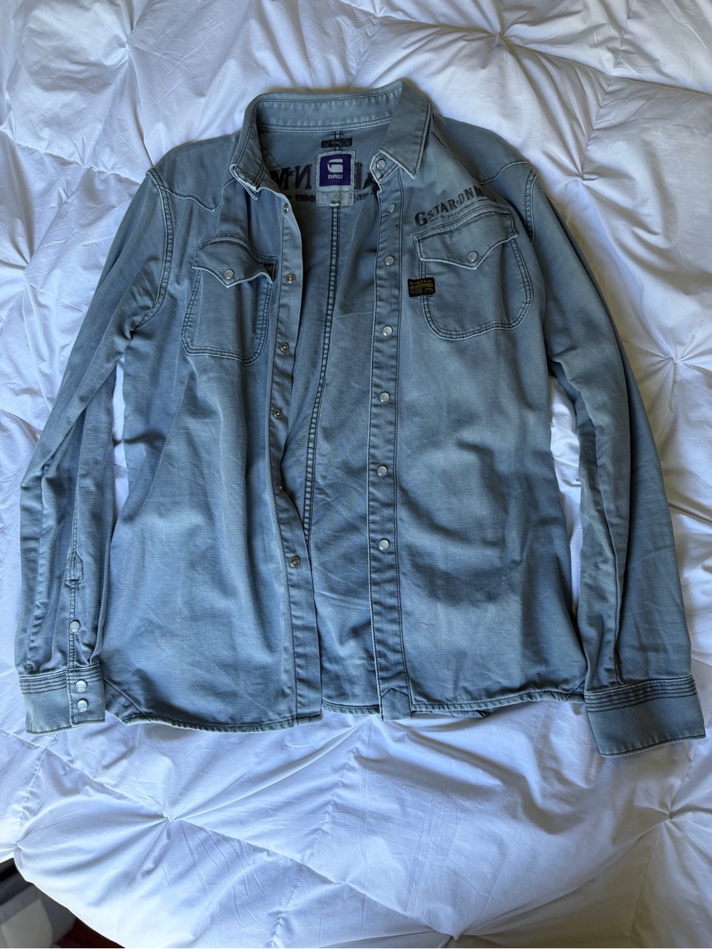 G-Star RAW Light Blue Denim Button-Up Shirt Jacket